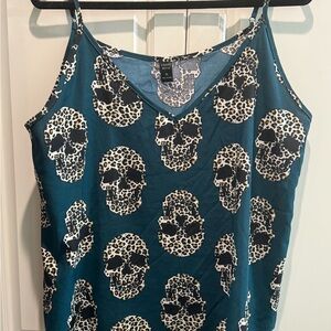 Teal Skull Print Women's Top